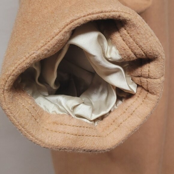 Retro Y2K J. Crew Carrie Caramel Wool Cashmere Flared Hem Standing Collar Coat - Picture 8 of 16